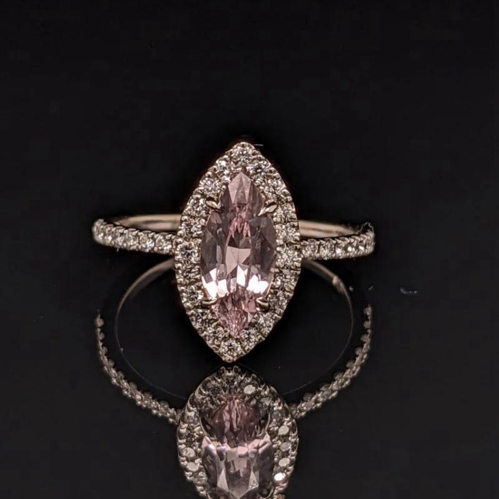 ROSE GOLDTONED & MARQUISE CUT CHAMPAGNE MOISSANITE RING